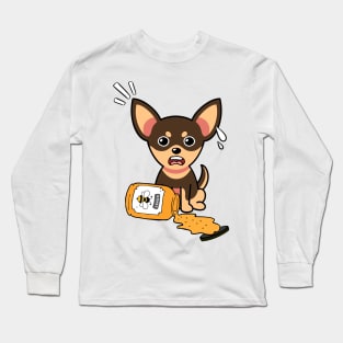 Cute small dog spilled a jar of honey Long Sleeve T-Shirt